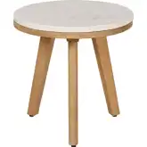 Siro Side Table in Natural Travertine & Acacia Wood