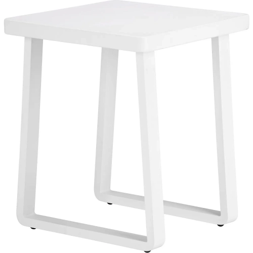 Welt Outdoor Side Table in White Faux Wood Aluminum