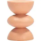 Tressa Outdoor Side Table in Terracotta Orange Faux Terrazzo Poly Cement