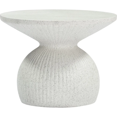 Corza Outdoor Coffee Table in White Faux Terrazzo Poly Cement