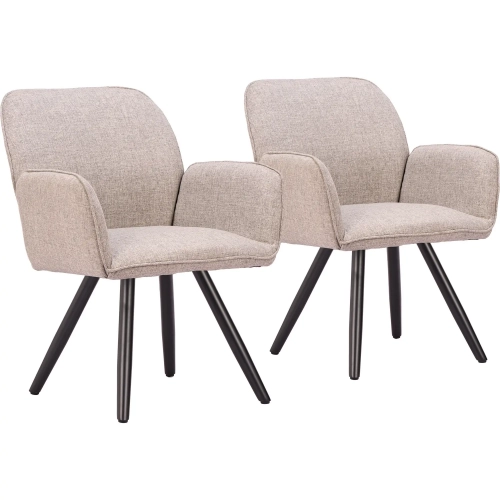 Sieve Outdoor Swivel Dining Chair in Beige Fabric & Black Aluminum (Set of 2)