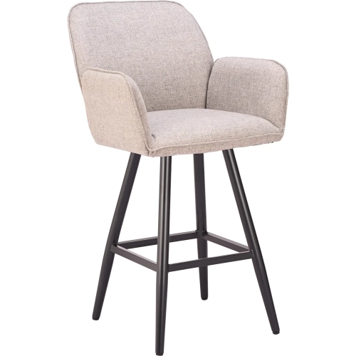 Sieve Outdoor Swivel Bar Stool in Beige Fabric & Black Aluminum