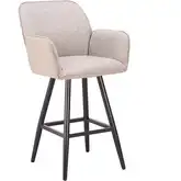 Sieve Outdoor Swivel Bar Stool in Beige Fabric & Black Aluminum