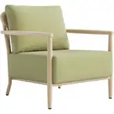 Sora Outdoor Accent Arm Chair in Green Outdoor Fabric & Faux Wood Aluminum