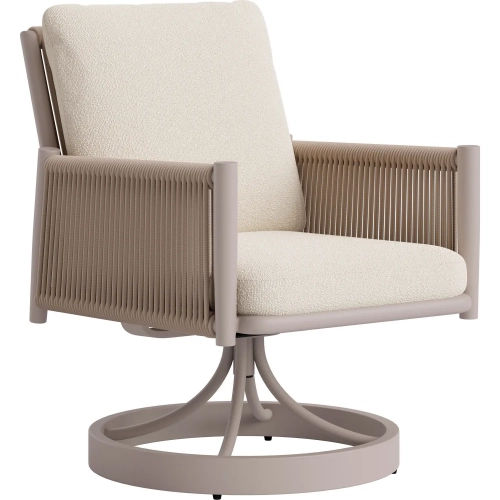 Rivan Outdoor Swivel Dining Chair in Beige Outdoor Fabric & Aluminum