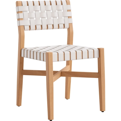 Mizuya Outdoor Dining Chair in White PE Rattan Weave & Wood