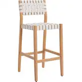 Mizuya Outdoor Bar Stool in White PE Rattan Weave & Wood