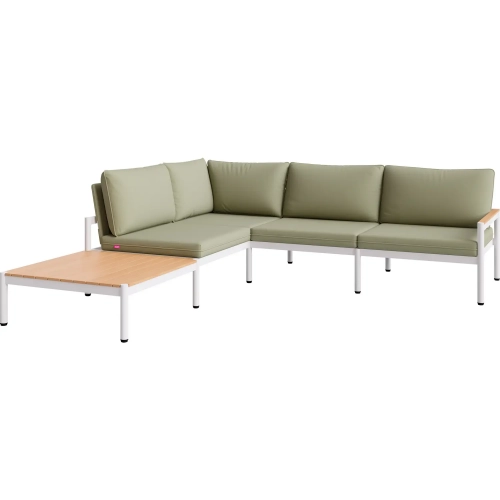 Lychee Outdoor Modular Sectional Sofa in Green Outdoor Fabric & White Aluminum