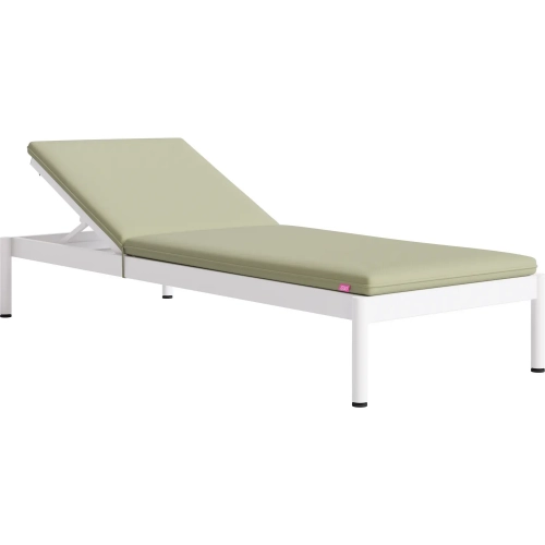 Lychee Outdoor Chaise Lounge in Green Outdoor Fabric & White Aluminum