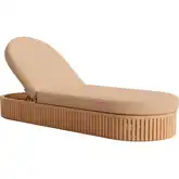 Sakina Outdoor Chaise Lounge in Brown Fabric & Acacia Wood