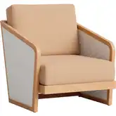 Sakina Outdoor Accent Lounge Chair in Brown Fabric, Textilene & Acacia Wood