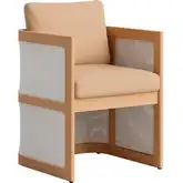 Nue Outdoor Dining Chair in Brown Fabric, Acacia Wood & Textilene