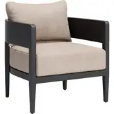 Foret Outdoor Accent Armchair in Black Aluminum & Brown Fabric