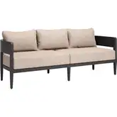 Foret Outdoor Sofa in Black Aluminum & Brown Fabric