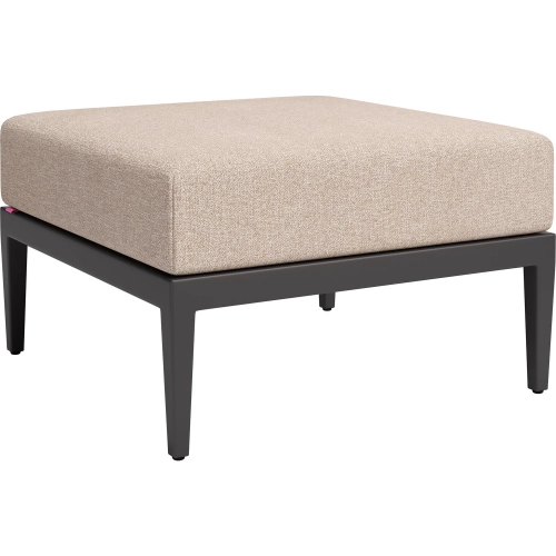 Foret Outdoor Ottoman in Black Aluminum & Brown Fabric