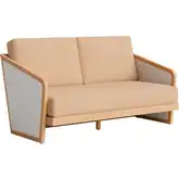 Sakina Outdoor Sofa in Brown Fabric, Textilene & Acacia Wood