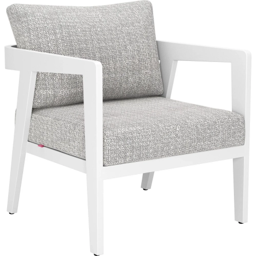 Roccia Outdoor Accent Armchair in Gray Fabric & White Steel