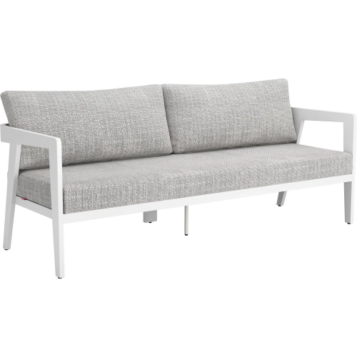 Roccia Outdoor Sofa in Gray Fabric & White Steel