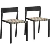 Draco Outdoor Dining Chair in Black Metal & Neutral Outdoor Fabric (Set of 2)