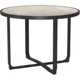 Noctan Outdoor 41.50" Round Dining Table in Faux Wood, Glass & Black Metal