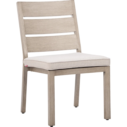 Reefline Outdoor Dining Chair in Gray Fabric & Faux Wood Metal (Set of 2)