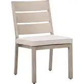 Reefline Outdoor Dining Chair in Gray Fabric & Faux Wood Metal (Set of 2)
