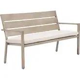 Reefline Outdoor Dining Bench Gray Fabric & Faux Wood Metal (Set of 2)