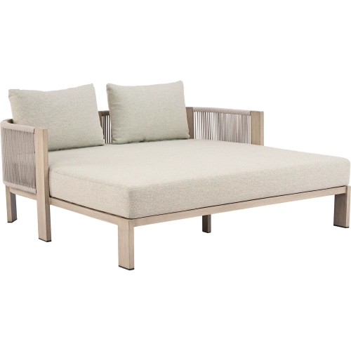 Sunlit Springs Outdoor Queen Daybed in Green fabric & Faux Wood Aluminum
