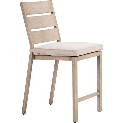 Reefline Outdoor Counter Stool in Gray Fabric & Faux Wood Metal (Set of 2)