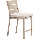 Reefline Outdoor Counter Stool in Gray Fabric & Faux Wood Metal (Set of 2)