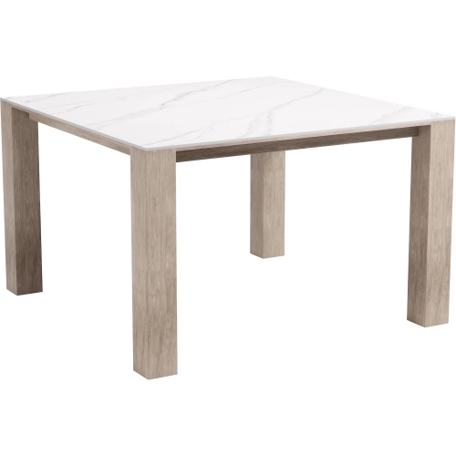 Leilani Outdoor 48" Dining Table in White Sintered Stone & Faux Wood