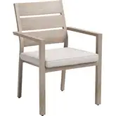 Reefline Outdoor Dining Armchair in Gray Fabric & Faux Wood Metal (Set of 2)