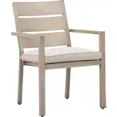 Reefline Outdoor Dining Chair in Green Fabric & Faux Wood Metal (Set of 2)