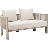 Sunlit Springs Outdoor Sofa in Gray fabric & Faux Wood Aluminum