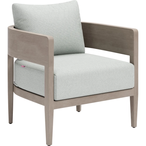Foret Outdoor Accent Armchair in Faux Wood Aluminum & Green Fabric