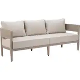 Foret Outdoor Sofa in Faux Wood Aluminum & Gray Fabric