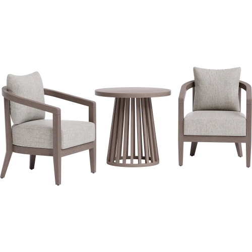 Viola Outdoor Accent Chair Set in Brown Outdoor Fabric & Eucalyptus Wood
