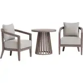 Viola Outdoor Accent Chair Set in Brown Outdoor Fabric & Eucalyptus Wood
