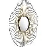 Comet Round Mirror in Black & Gold Steel