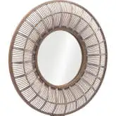 Toto Round Mirror in Antique Brown PE Rattan