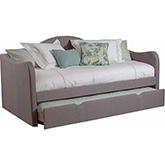 Twin Daybed with Trundle in Taupe Fabric
