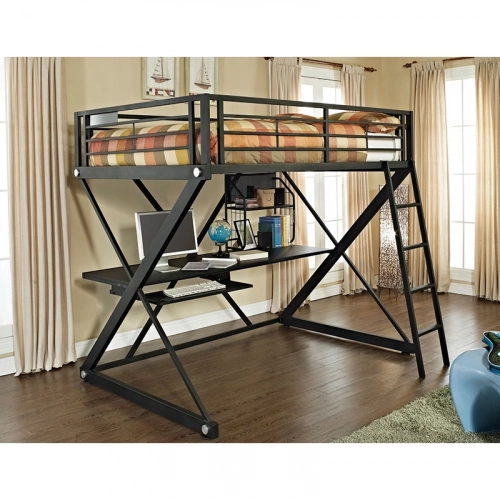 Z Bedroom Full Study Loft Bunk Bed in Textured Black