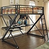 Z Bedroom Full Study Loft Bunk Bed in Textured Black